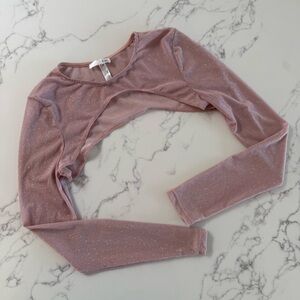 Windsor Party Glow Glitter Mesh Bolero - Blush Pink - Size Small